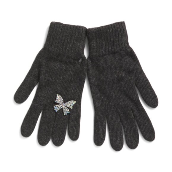 new STILESTRO Made In Italy Wool / Cashmere  Flower Ring Gloves charcoal… - Picture 1 of 5